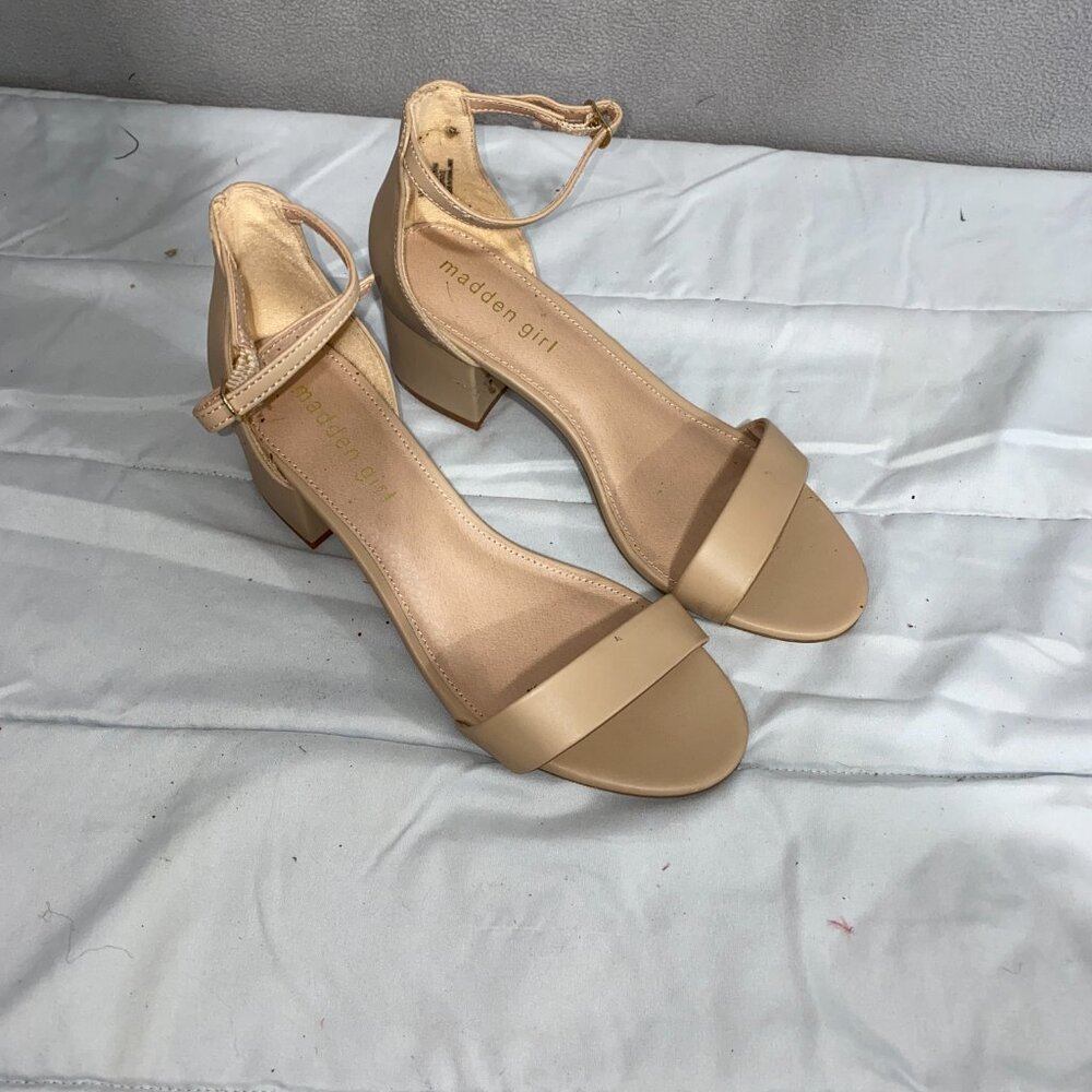 Madden Girl Leanna Nude Block Heel Sandals Ankle Strap Minimalist Heels Size 6 - Picture 6 of 7